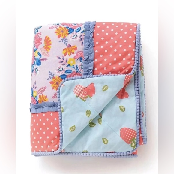 Matilda Jane Other - Matilda Jane Going Together Throw Floral Strawberry Blanket New In Bag!